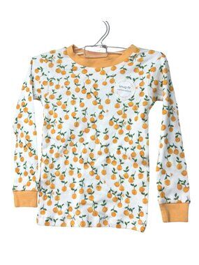 Burts Bees Kids Orange Print Snug-Fit Cotton Pajama Top Long Sleeve Size 4T